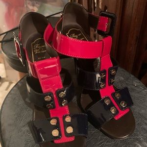 Pink and black heels